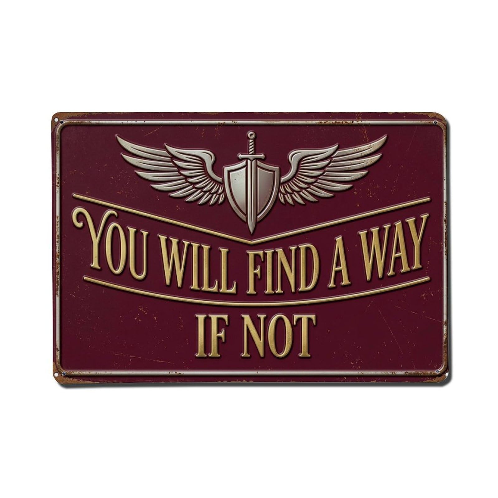 Discover Path Forward Warrior Retro Motivational Slogans Metal Tin Sign Plaque Wall Decor for Cafe, Club Bar, Office, Home Garden Metal Poster 8x12Inch