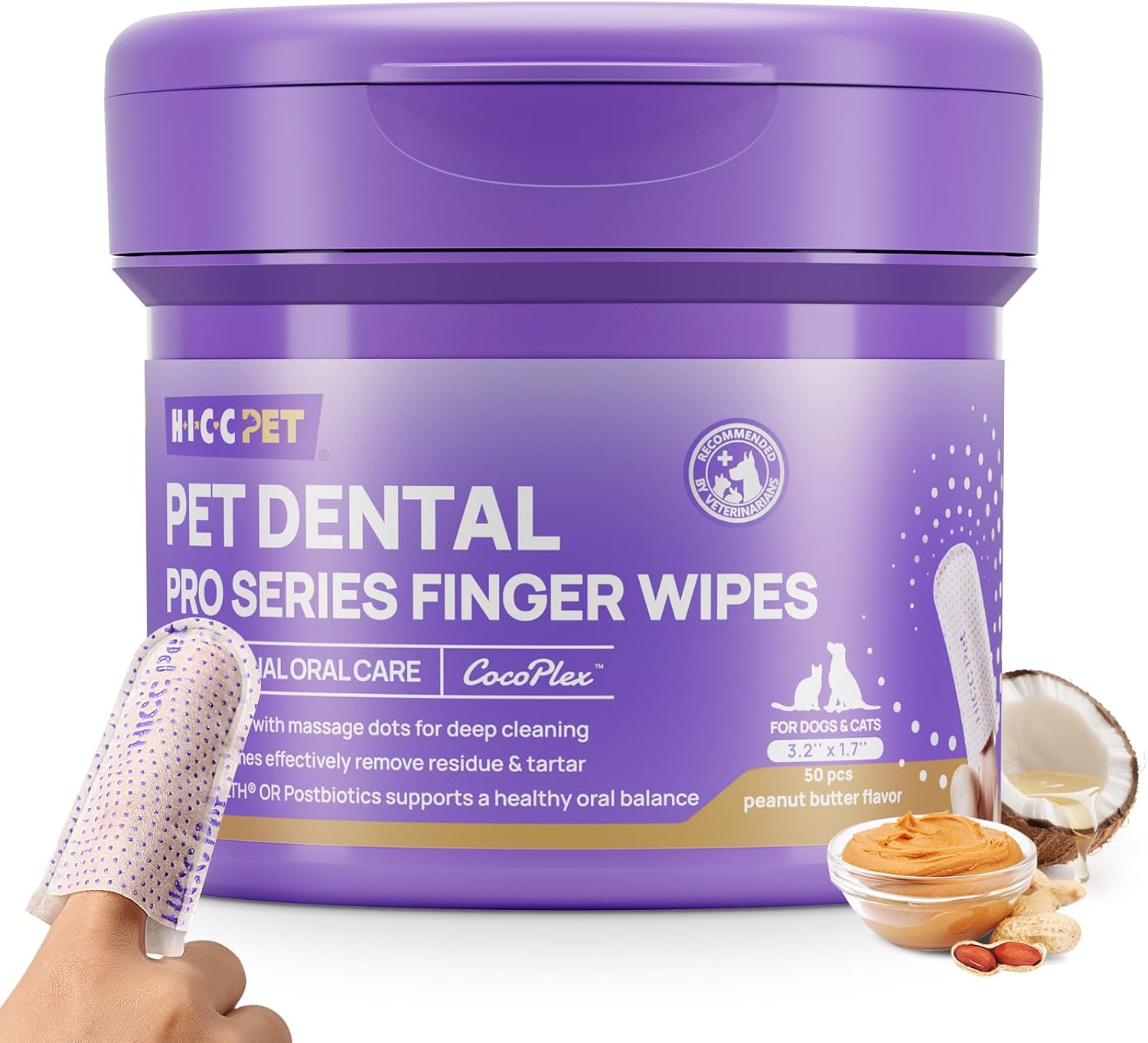 HICC PET Pro Dog Teeth Cleaning Wipes, Vet-Recommended...