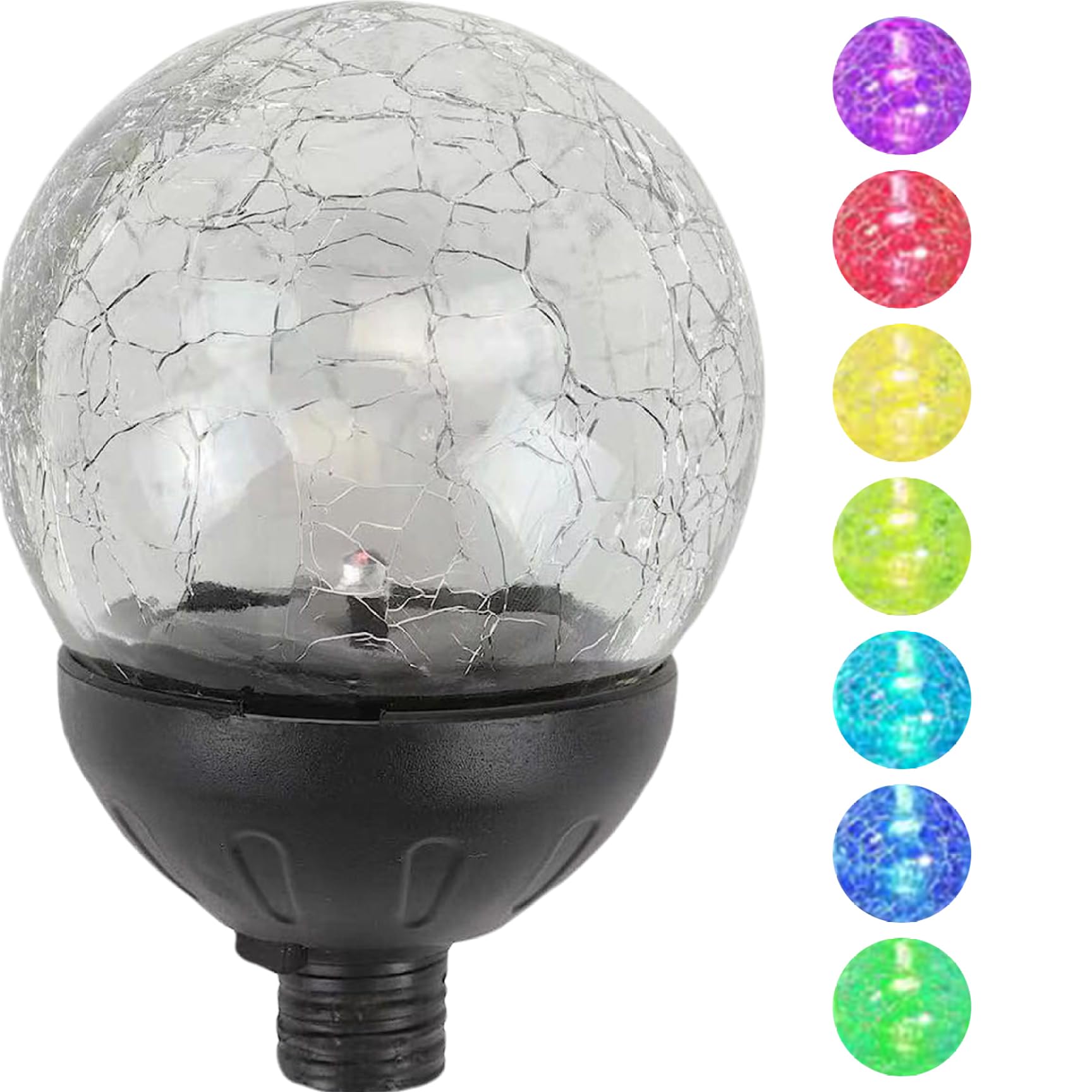Jorzer Replacement Solar Light Parts, 7 Colors LED Solar Wind Spinner Glass Bulb with Switch, Waterproof Replacement Tops for Wind Spinners Outdoor