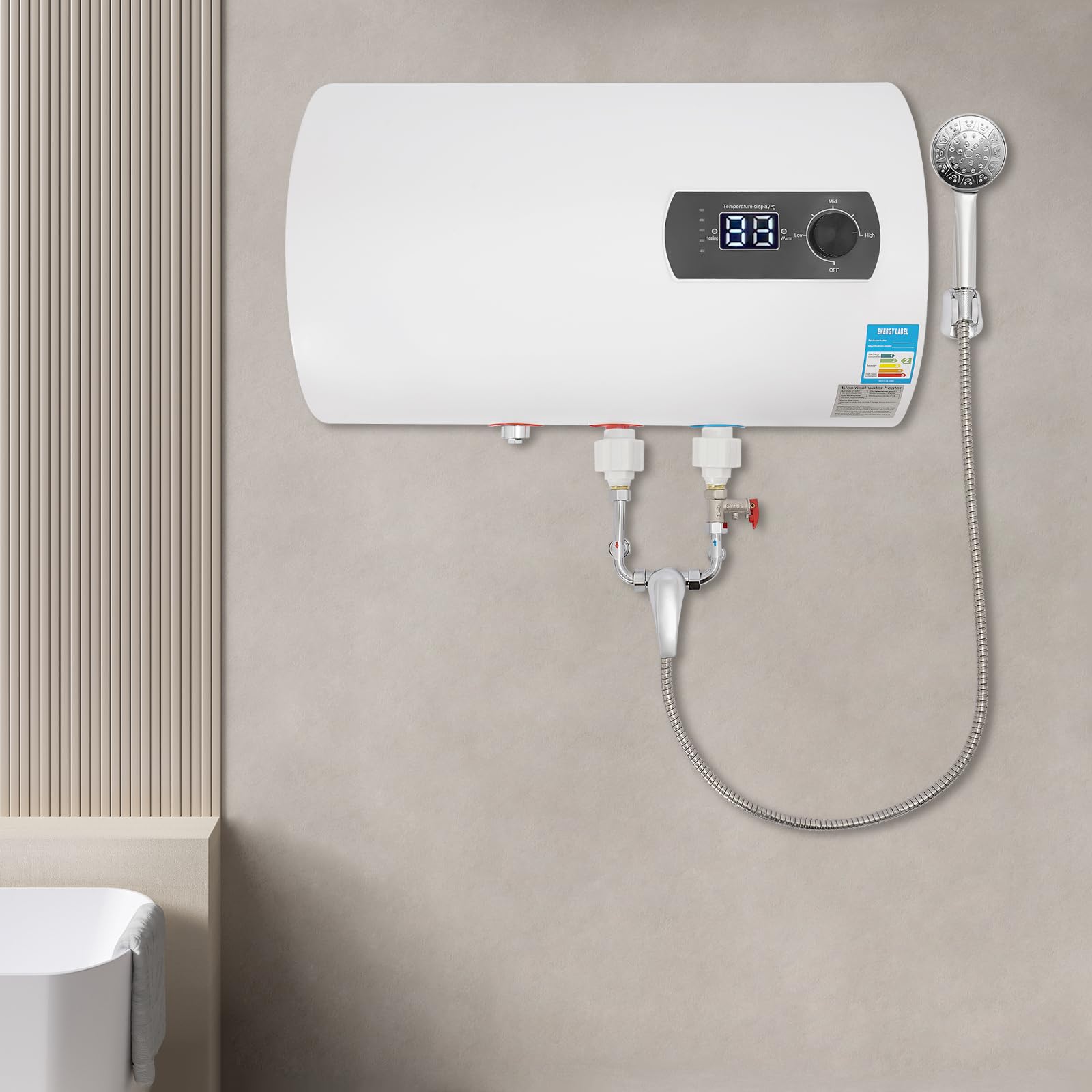 Scaldabagno 40L 2000W orizzontale con display digitale