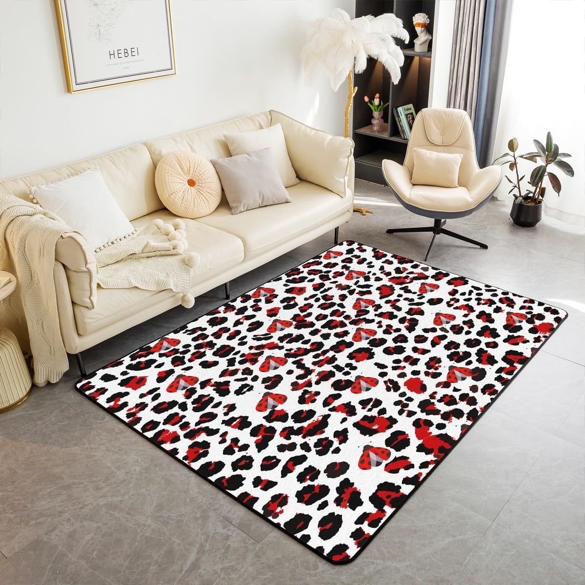Prayer Area Rug for Kids Boys Girls Ocean Sea Walking on The Water Living Room Rugs for Bedroom 5x7 Christmas Decor Carpet Non-Slip Soft Indoor Floor Mat
