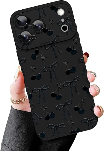 MZELQ Soft Case Compatible with iPhone 17 Pro Max, Cute Bow Cherry Pattern