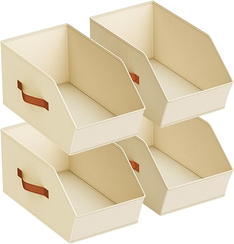 Miniatura 14 de Cestas de almacenamiento de tela para armario - Juego de 6 contenedores cuadrados con asas duales para ropa, toallas, juguetes, organizadores de