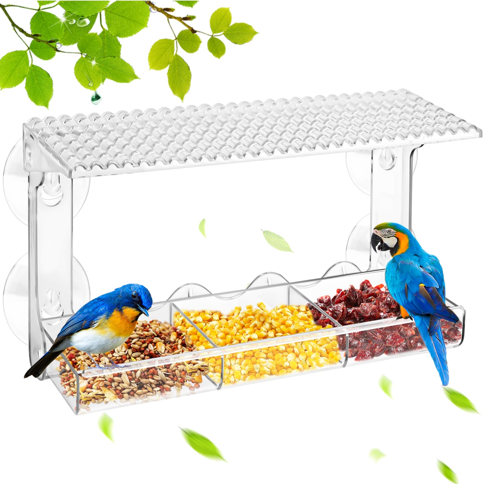 HGRGHH Comedero para Pájaros Acrílico, Comedero Pajaros Transparente, Comedero para Pájaros con 3 Ventosas, Comedero Pajaros Colgante para Jardín Pájaros Silvestres 15,5 x 15 x 6cm — view 8