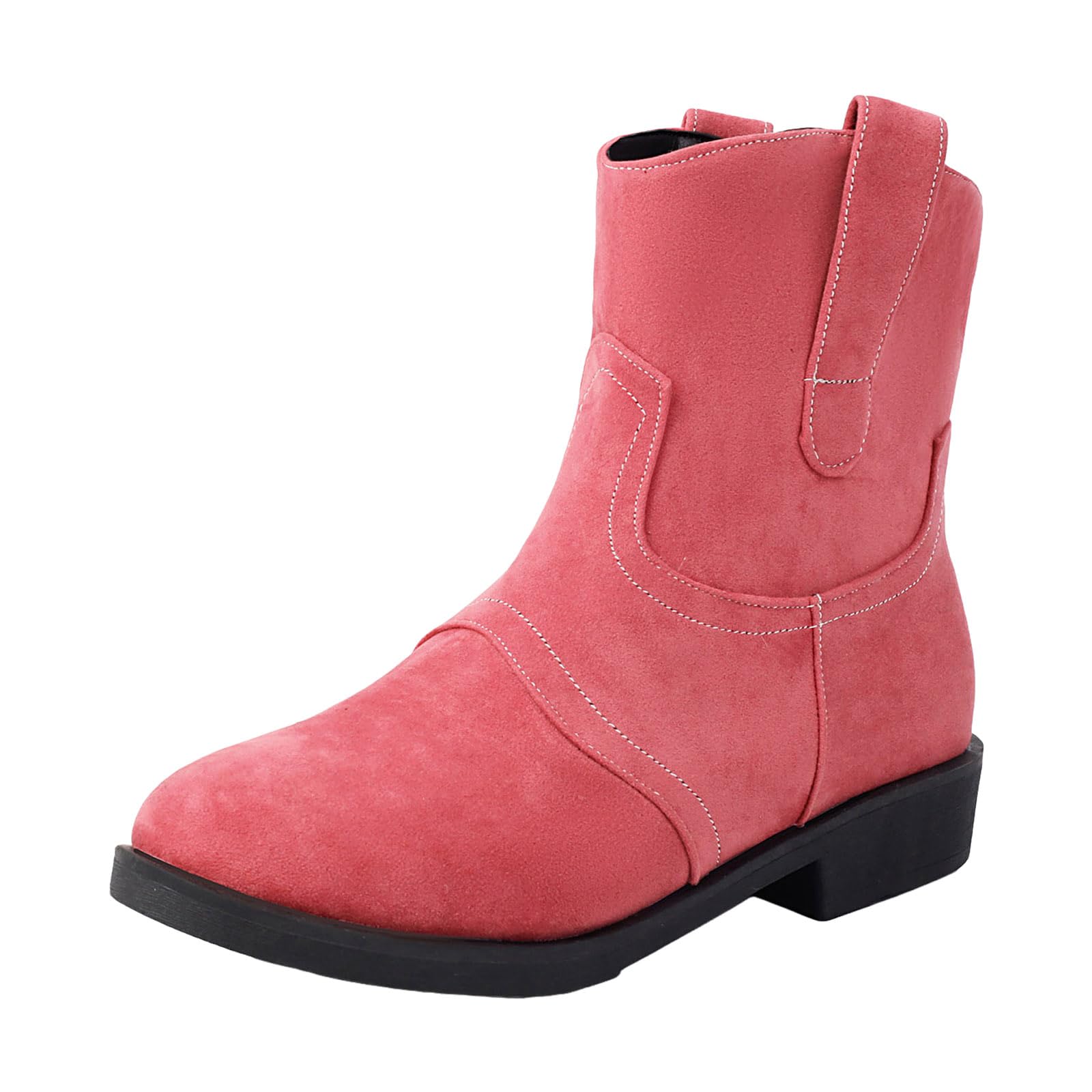 Womens Short Cowboy Boots Wide Calf Western Low Chunky Heel Ankle Country Concert