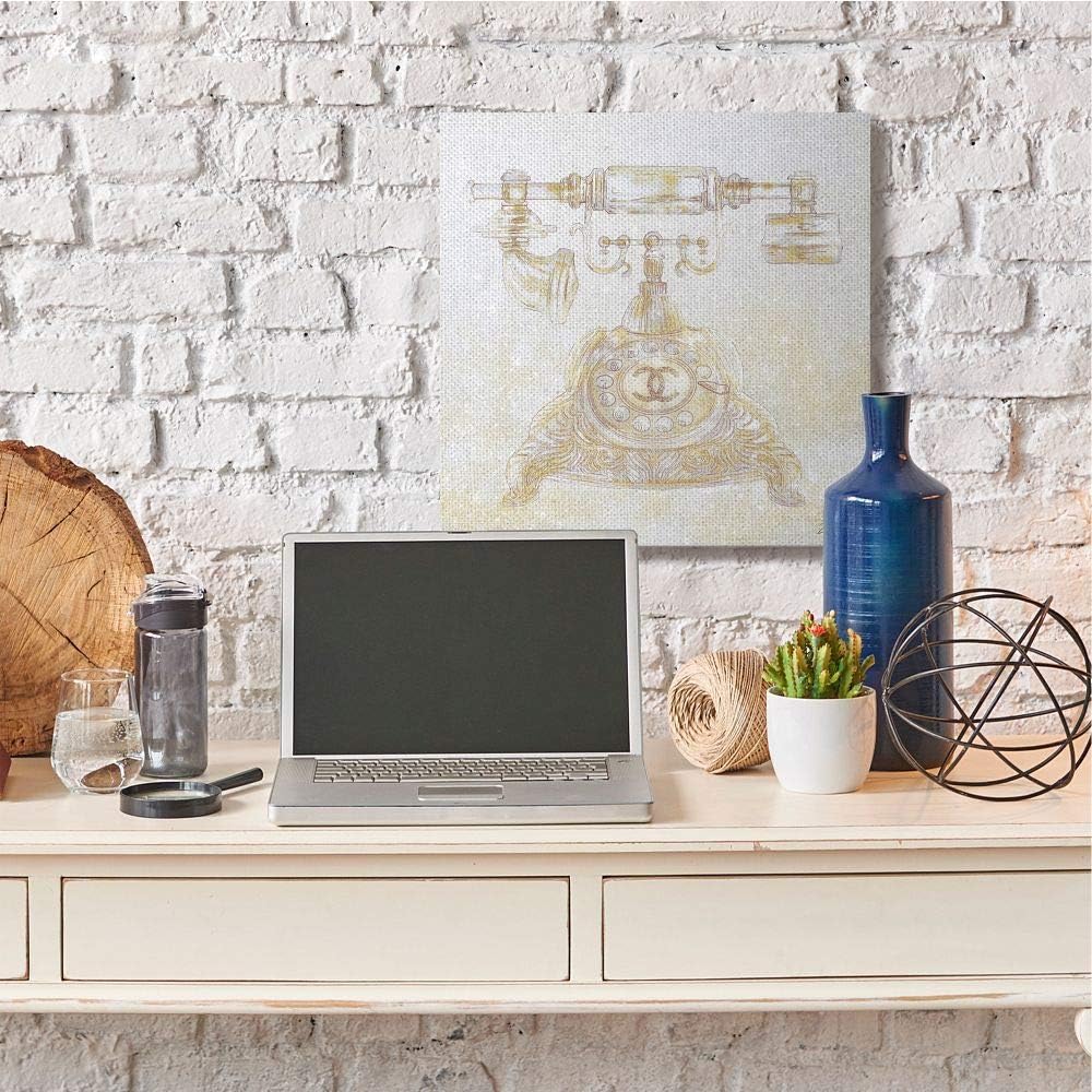 Stupell Industries Rotary Telephone Fashion Brand Gold Glam Design, Designed by Ziwei Li Wall Art, 30 x 30, Canvas