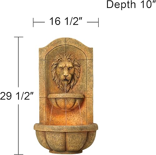 Miniatura 21 de San Pablo - Fuente de pared decorativa italiana de 33 pulgadas de alto para interiores y exteriores, fuente de pared de resina gris, función de agua