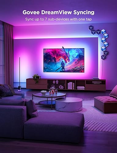 Vista 21 de Govee Retroiluminación de TV 3 Lite con función de corrección de ojo de pez Sincronización con televisores de 55 a 65 pulgadas, tira de luces LED