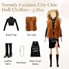 21 Piezas de Ropa y Accesorios para Muñeca de 11.5 Pulgadas, 5 Estilos de Conjuntos de Moda: Incluye Vestido de Noche, Ropa Urbana, Ropa Casual, Conjuntos de Falda y Zapatos, Regalo para Niñas de 5-7, 8-10 Años 3