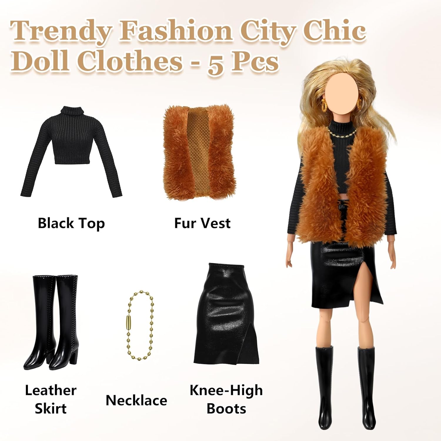 21 Pcs Doll Clothes and Accessories Set for 11.5 in Doll, 5 Styles Fashion Outfits Include Evening Gown, Streetwear, Casual Wear, Skirt Sets & Shoes, Gift for Girls Age 5-7 8-10