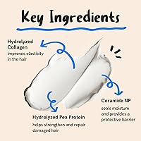 Vista 3 de Daily Collagen Protein Ceramide Hair Treatment for Dry, Damaged Hair, Bond Repair Deep Conditioning Mask with Hydrolyzed Collagen & Pea Protein