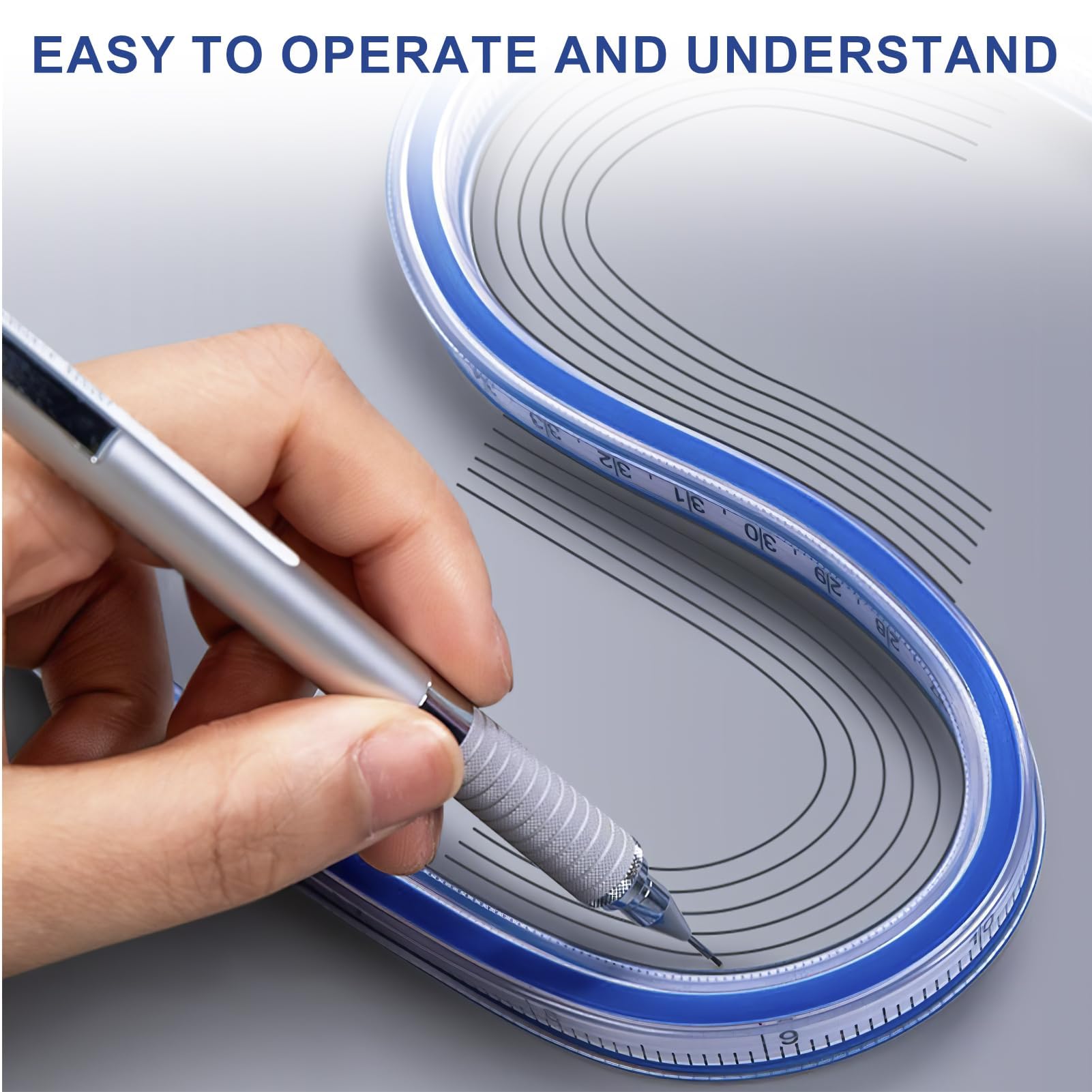 2 Curvilinee Flessibili 30 E 60 Cm - Per Cucito, Disegno E Modellismo - Doppia Scala Metrica/Imperiale - Foto 5