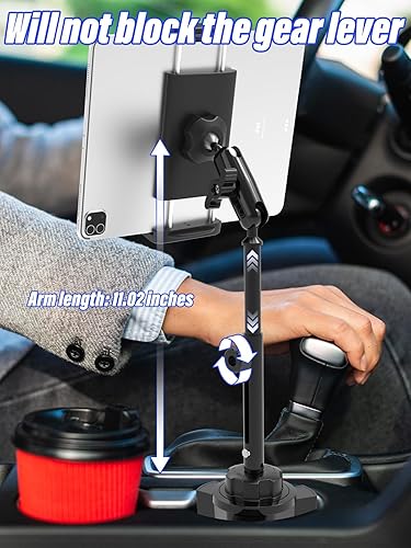 Miniatura 2 de Soporte de metal para tableta para automóvil, brazo largo de extensión, soporte para tableta de automóvil, soporte giratorio de 360 grados para iPad