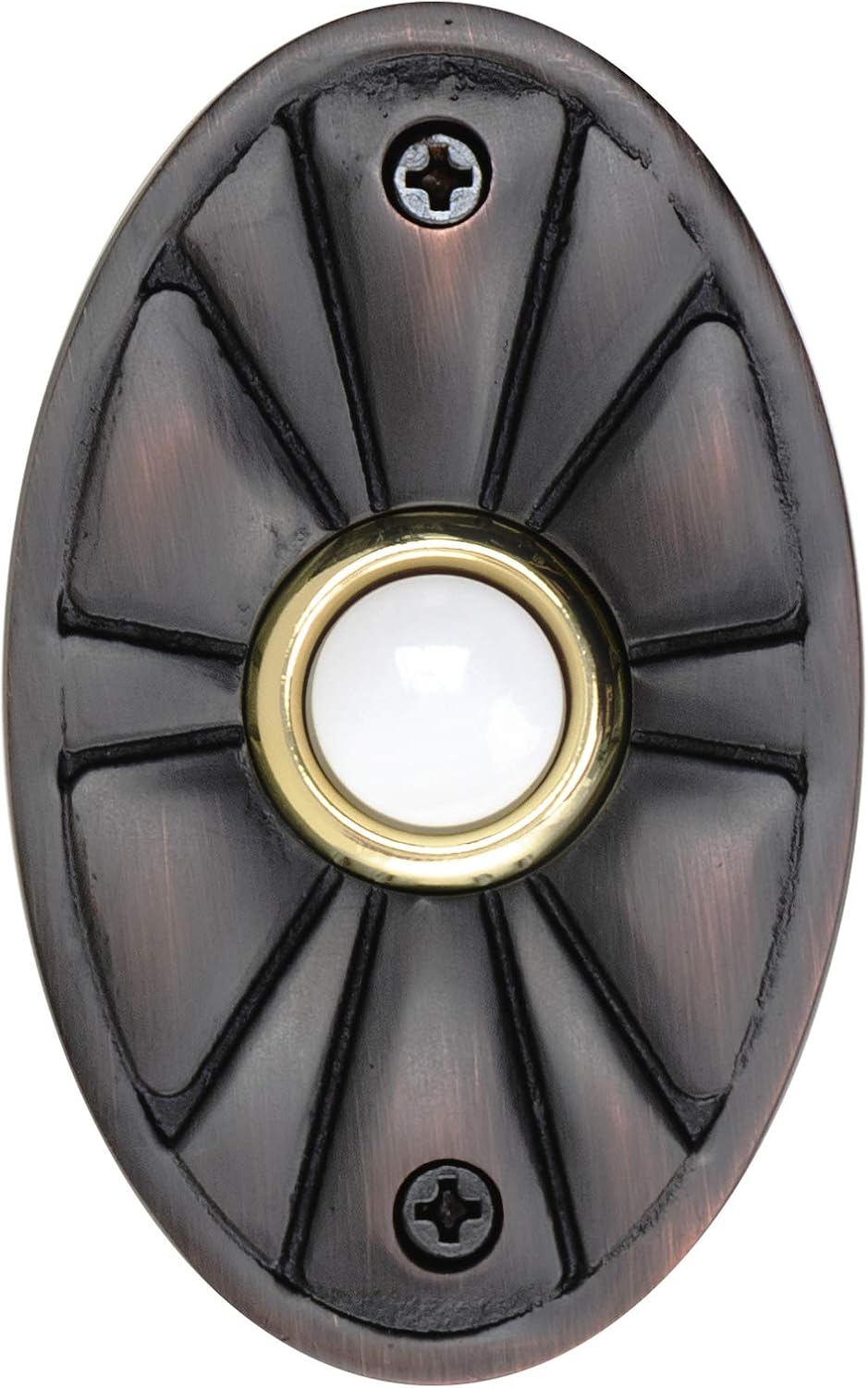 Waterwood Solid Brass Oval Flower Doorbell in Oil Rubbed Bronze - Wired & Illuminated Push Button from Environmentally Friendly Recycled Material