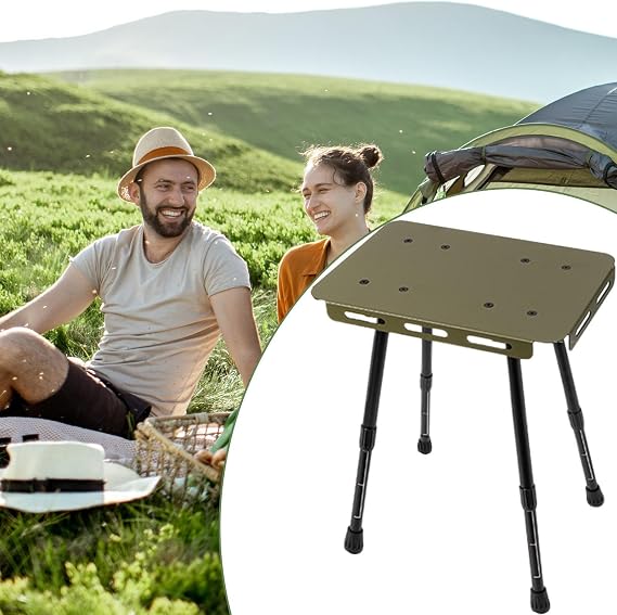 Folding Camping Table Heavy-Duty Adjustable Height Anti-Slip Stool