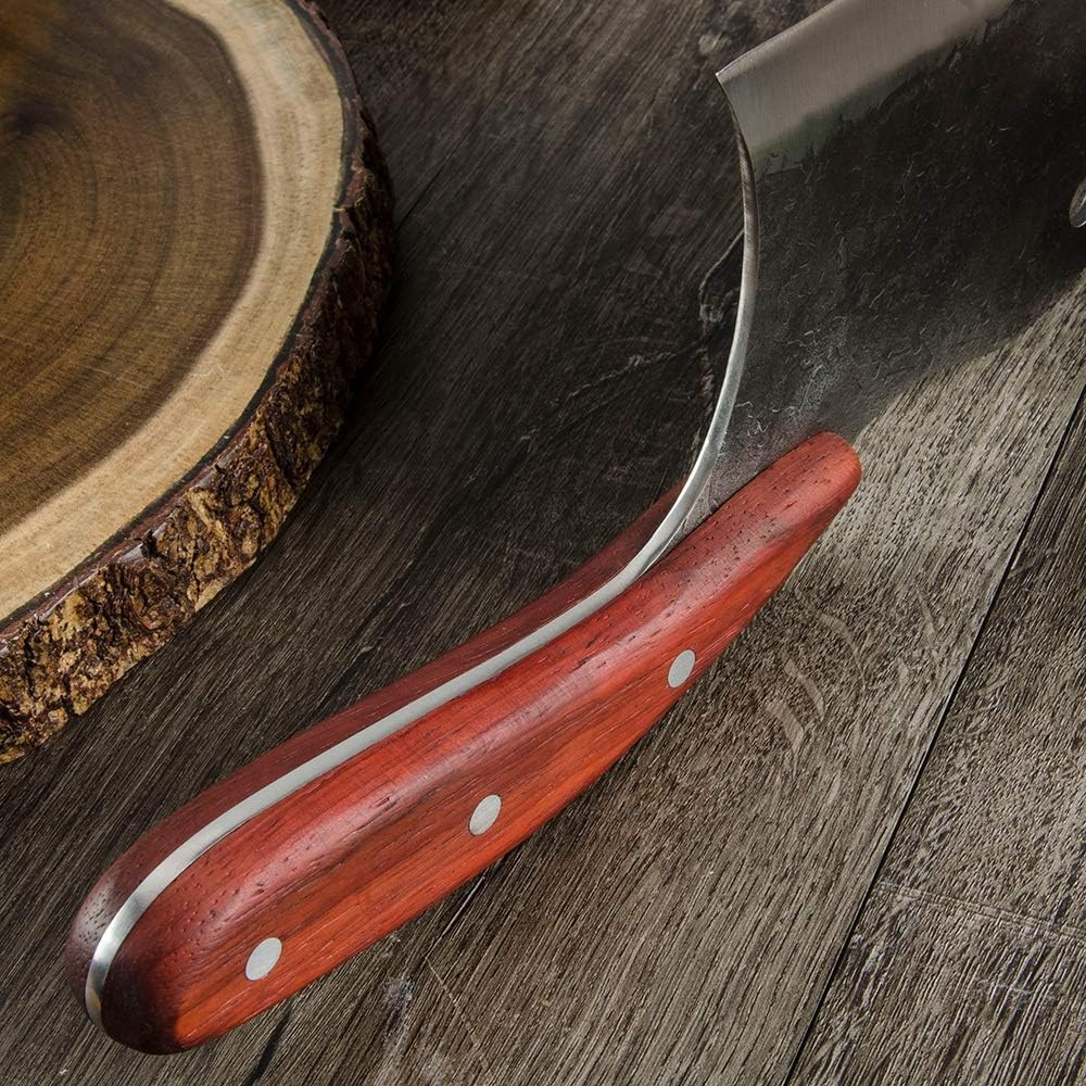 MAYiT Meat Cleaver Knife, 7" Butcher Knife Stainless Steel Double-side Sharp Blade Kitchen Chef Knife Slaughter Boning Cutter Cooking Cleaver Knife