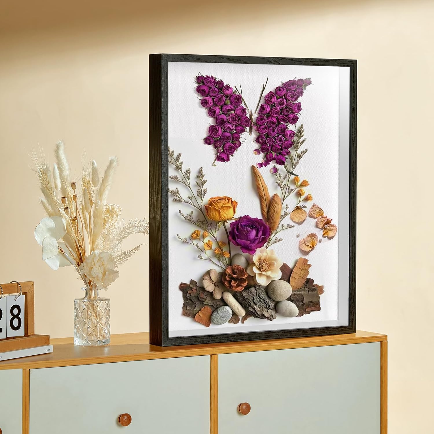 18x24 Shadow Box Picture Frame Display Case with Soft Linen Back-Thickened Panel,Large Black Deep Shadow Box Frame 18x24 for Jersey Graduation Items Flower Photo Craft Memorial