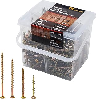 T.K.Excellent Wood Interior Construction Screw Coarse Thread Phillips Drive Bugle Head Yellow Zinc Drywall Screw Assortment Kit,465 Pieces