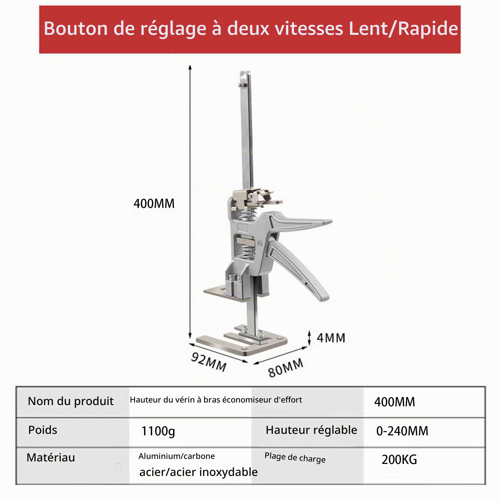 Lot de 2 leviers de bras améliorés - Outil de montage à une main - Pour effectuer des travaux lourds avec une seule personne - Outil de montage - Capacité de levage de 200 kg