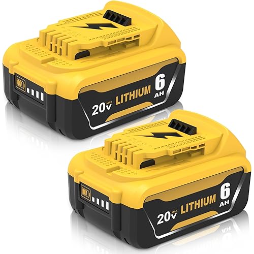2-Pack Replacement for Dewalt 20V 6.0Ah Lithium-Ion Battery High Capacity 6,000mAh Replacement for DCB200/DCB201/DCB203/DCB206 Battry Compatible with Dewalt 20V Max Tools