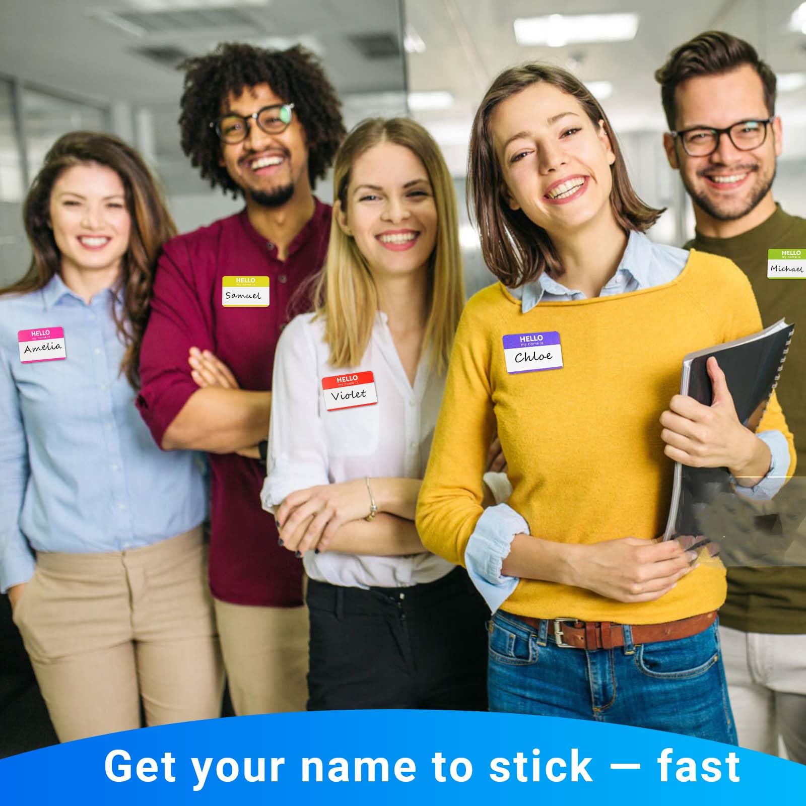 Zacool 480 etichette adesive con nome (7,6 x 5,1 cm) badge identificativi, staccabili e adesivi "Hello My Name is", etichette colorate per feste a tema, famiglia, scuola, ufficio, conferenze