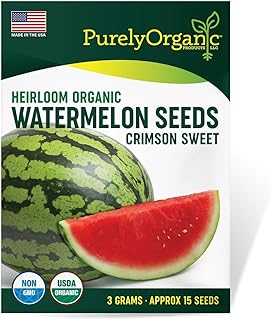 Sponsored Ad - Purely Organic Watermelon Seeds (Crimson Sweet) - Approx 15 Seeds - Certified Organic, Non-GMO, Open Pollin...