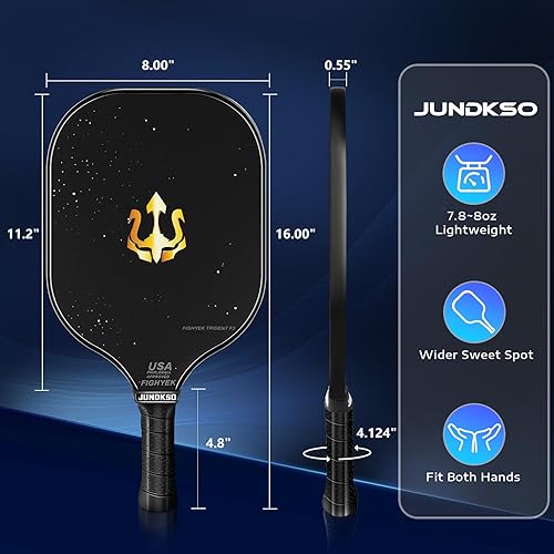 Miniatura 7 de Juego de 2 palas de pickleball con superficie de grafito, juego de raquetas ligeras de fibra de vidrio, paquete de 2 con 4 bolas, 1 bolsa de