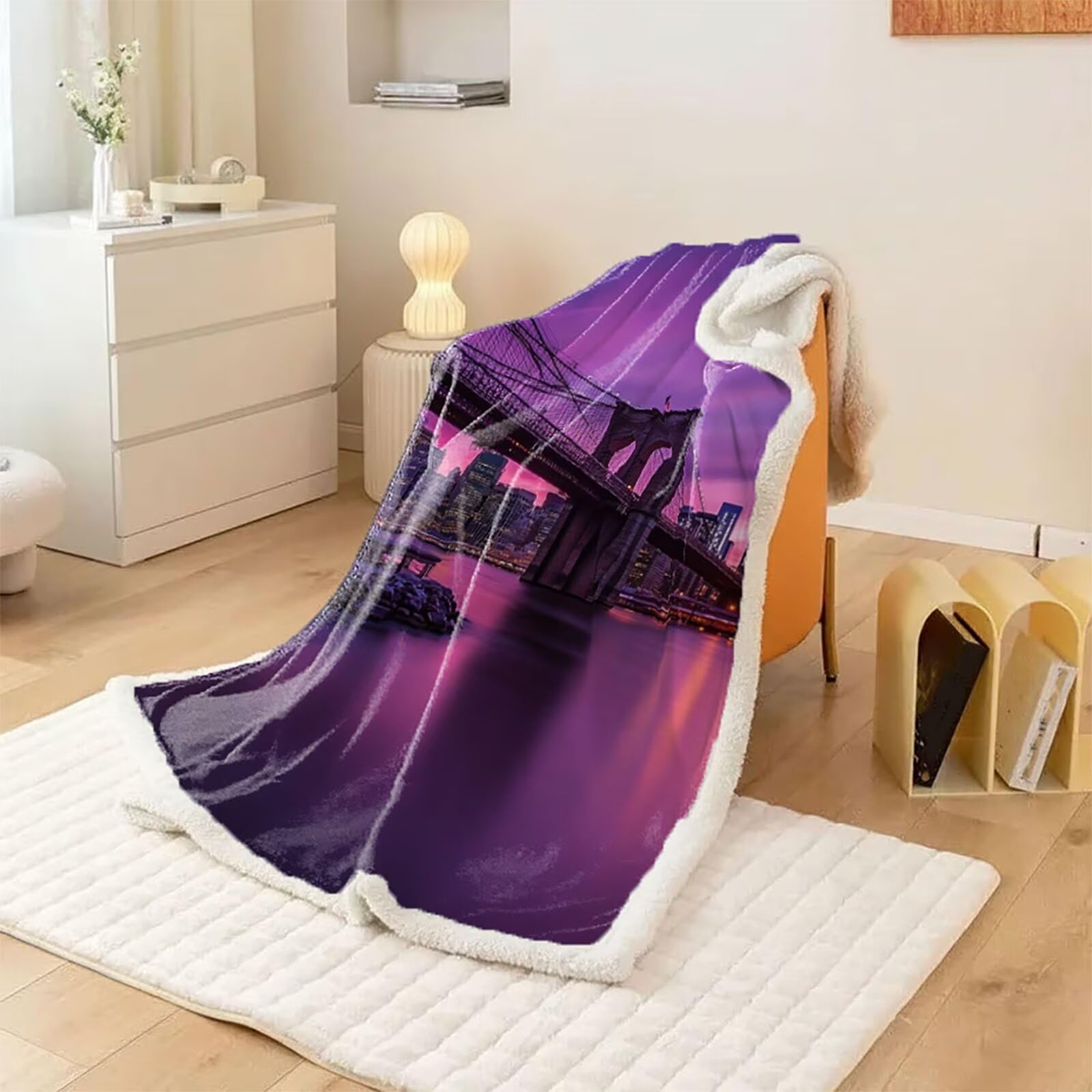 Koc z mostkiem, koc do mieszkania, 150 x 200 cm, gruby koc miejski, puszysty, ciepły, narzuta na kanapę, dwustronny koc w dotyku kaszmiru, koc polarowy, na jesień i zimę, miękki, na łóżko, sofę, A