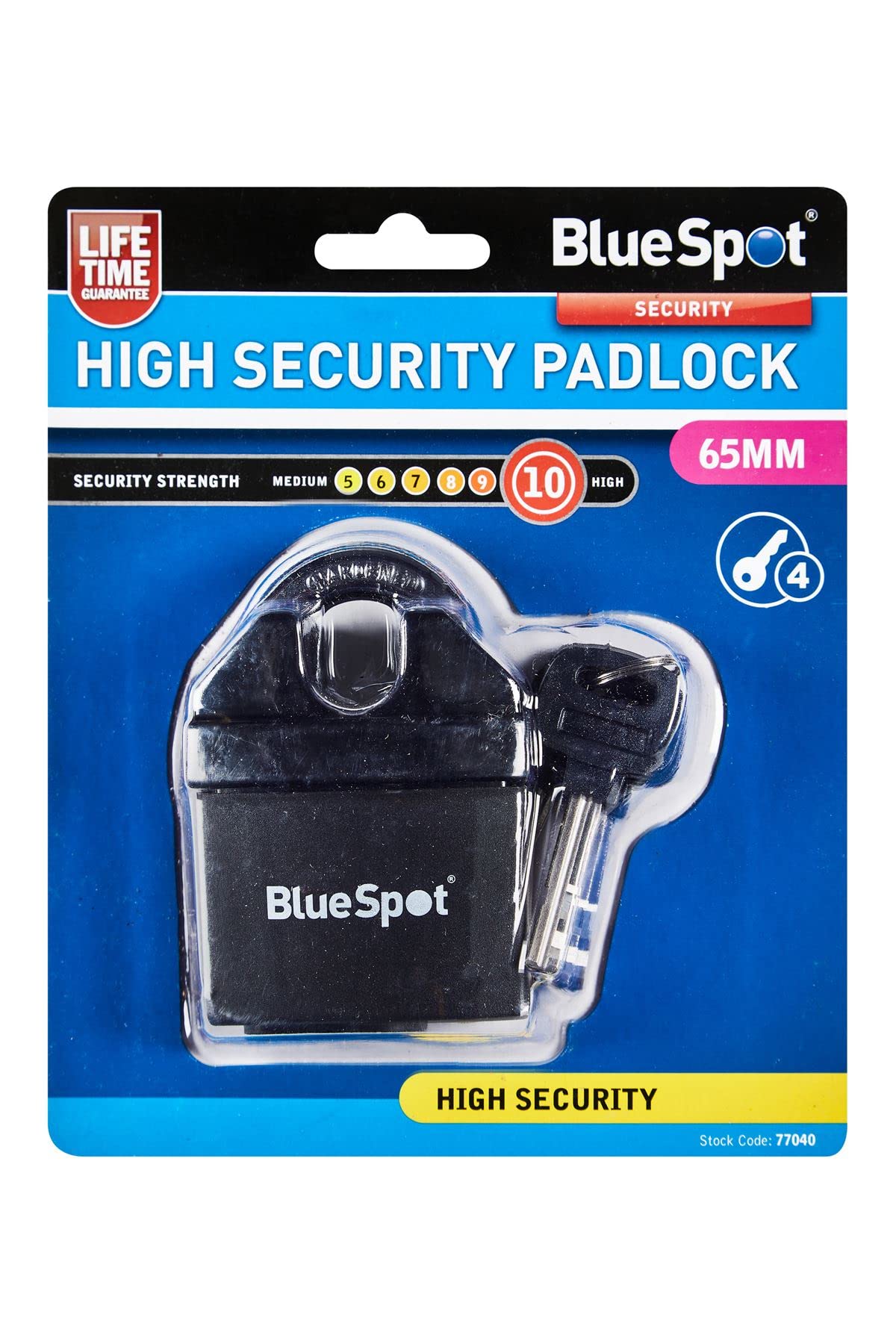 Cadenas haute sécurité 65 mm Blue Spot Tools contre le sciage de vos fermetures