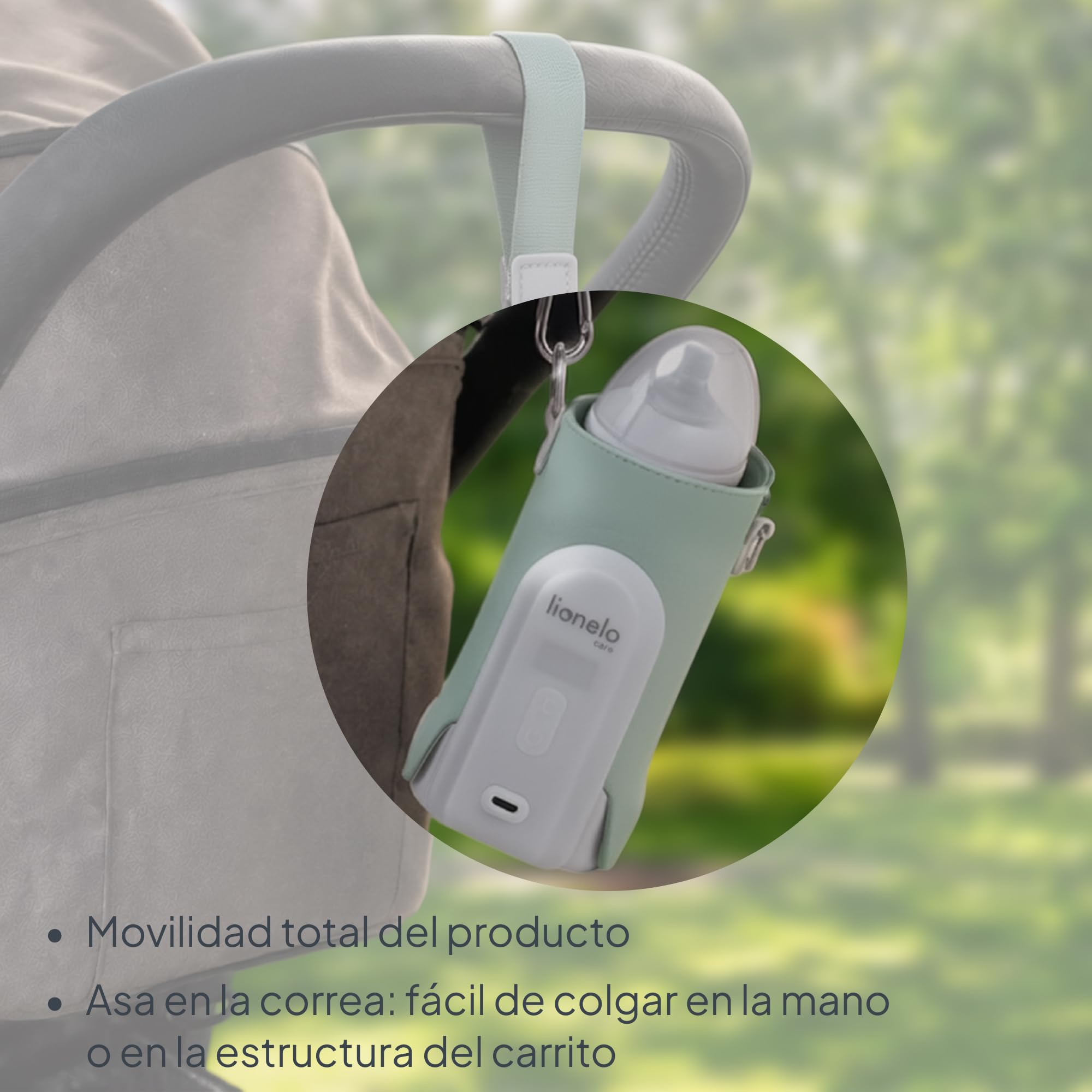 LIONELO Thermup Go Evo Calientabiberones Portátil Para Bebé, Mantiene los Líquidos Calientes, 5 Temperaturas de Funcionamiento de 38 a 50 oC, hasta 9 horas de Funcionamiento Pantalla LCD (Green) | Rango de 38 a 50 °C, pantalla LCD y hasta 9 horas de funci