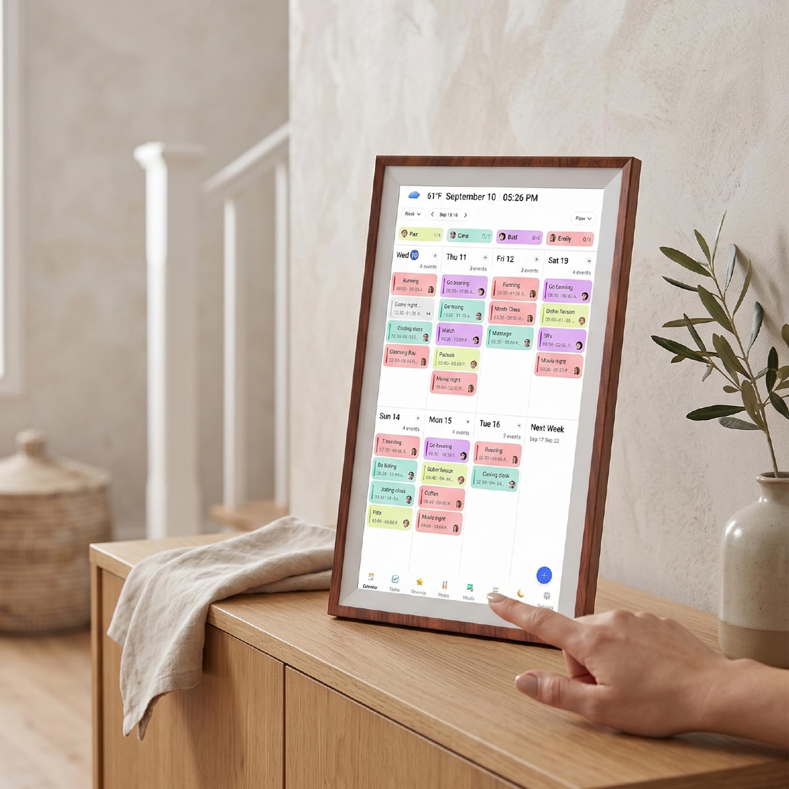 Intelligenter Digitaler Kalender, Elektronischer Familienplaner mit 15,6-Zoll-Touchscreen, Bilderrahmen mit ABS-WiFi-Synchronisierungsdiagramm, Wand- oder (EU-Stecker)