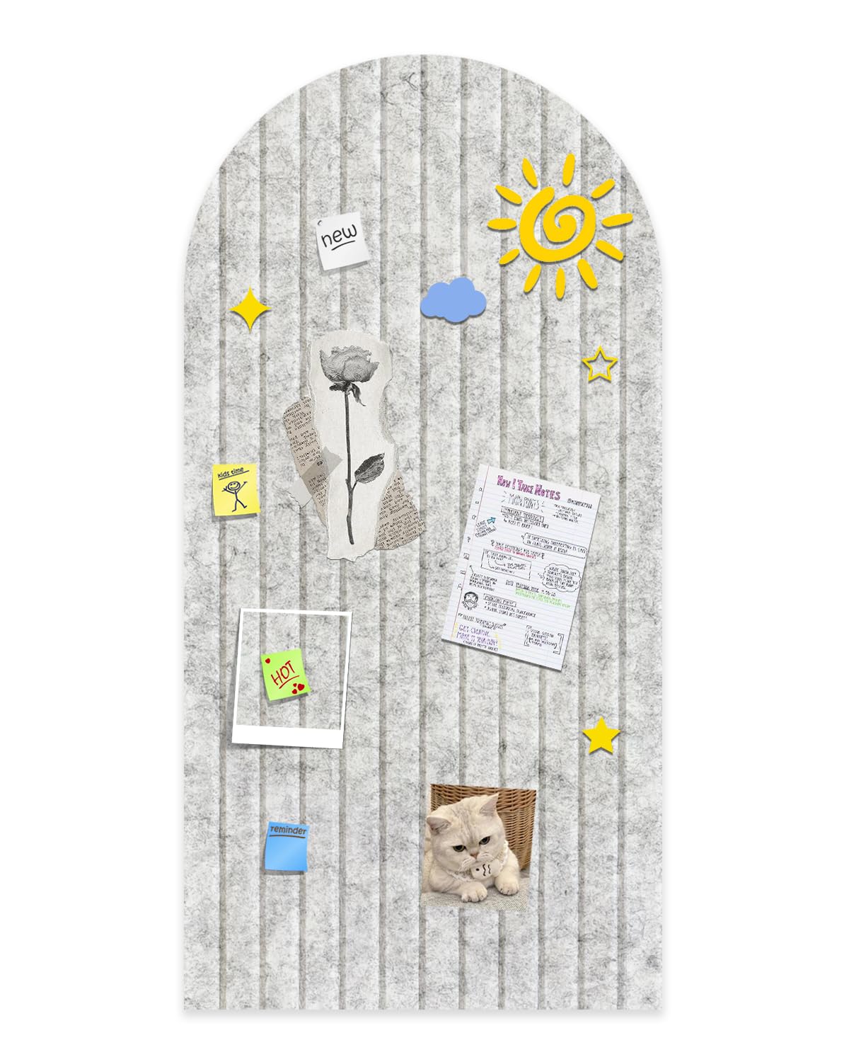 Foldable Bulletin Board, 0.35" Thick Felt Wall Tiles, Large Cork Board with Adhesive Sticker, Round Edges Wall Panels for Office Bedroom Living Room, Decorative Board (Silver Grey, 47x24 inches)