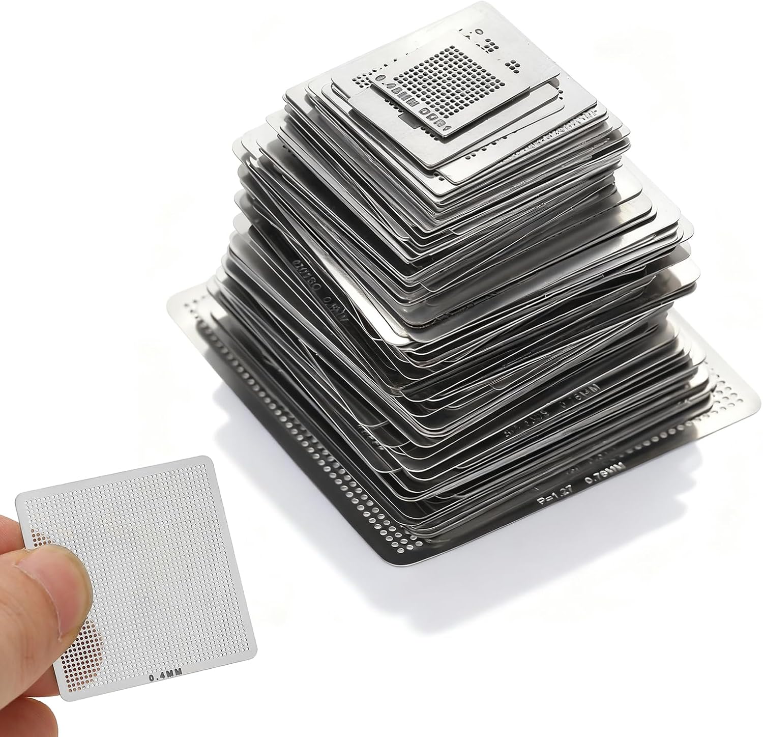 130pcs BGA Reballing Rework Stencils Kit, Heat Resistant Steel Mesh Set,bga reballing Stencil Ideal for Laptop, Desktop, Communication Main Board