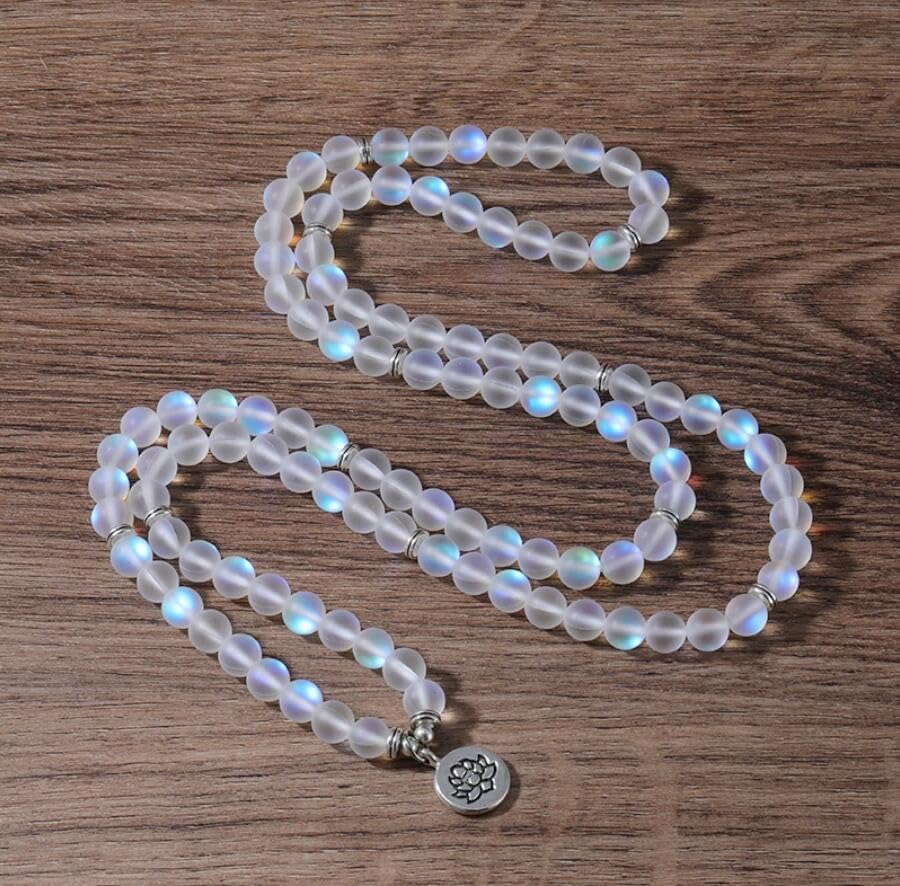 Miniatura 7 de Natural gemstone crystal bracelet, 108 mala beads Healing Prayer Praying Meditation Chakra Reiki Yoga bracelet, Aura Angel Quartz Crystal Beaded