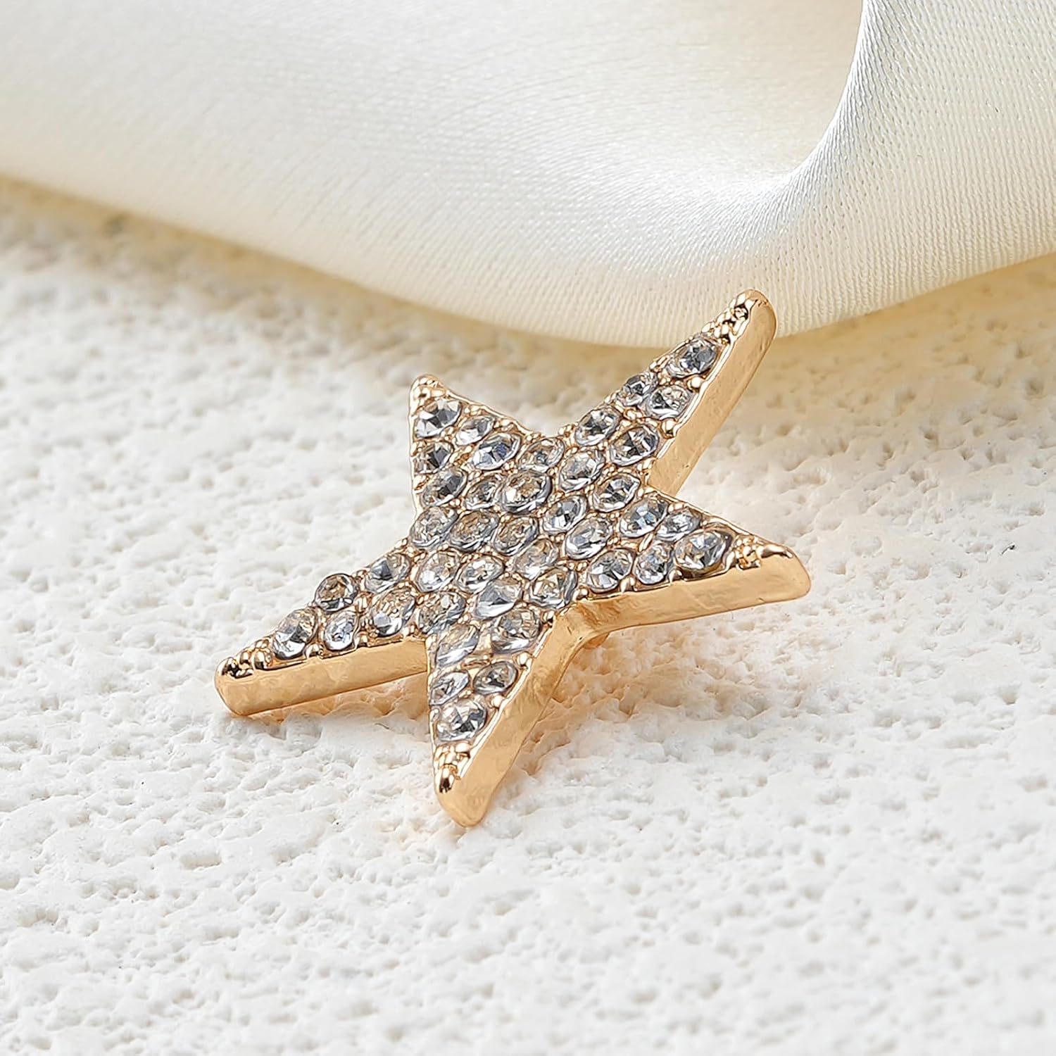 10 PCS Gold Rhinestone Buttons, Crystal Diamond Flower Embellishments for Sewing Crafts DIY Jewelry Wedding Bouquet Clothing Decoration, Gold Star