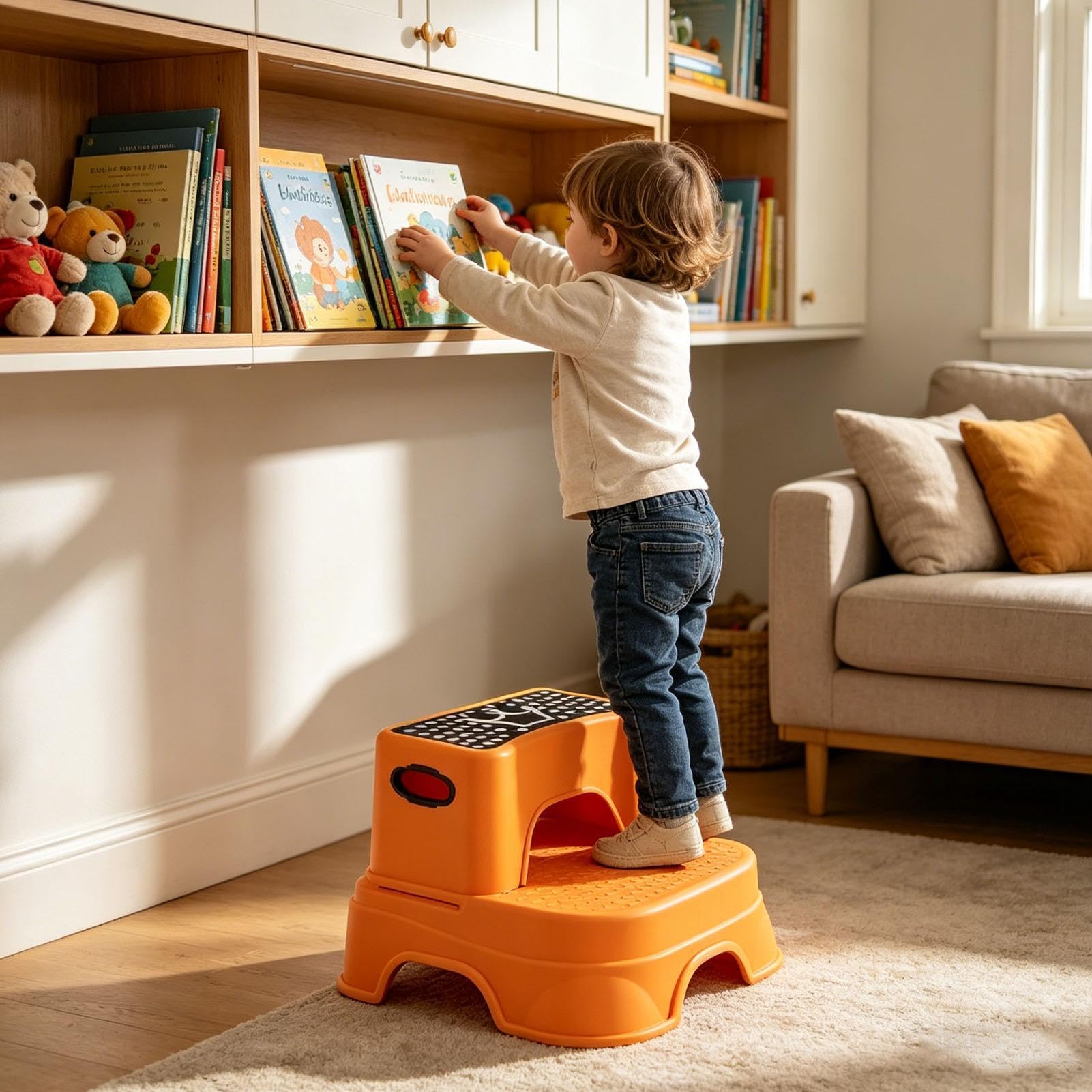 Taburete Infantil Ayudante de Silla Portátil Estable y Antideslizante | Escalón Auxiliar para Niños para Inodoro Lavabo Hogar Cocina Cuarto de Baño de Interior Familiar para Niños y Niñas