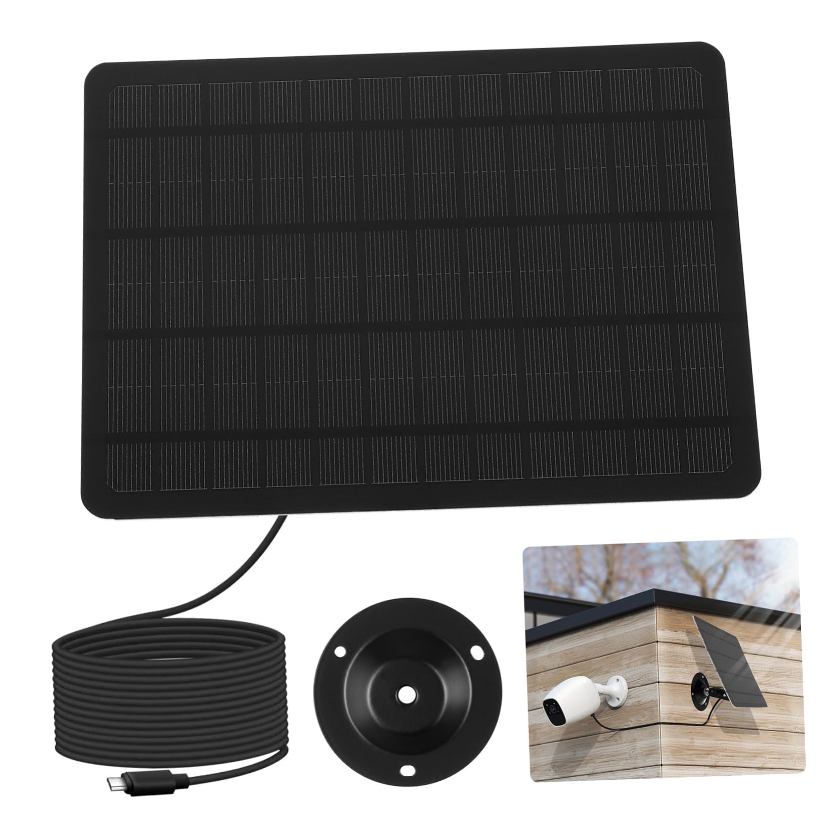 SUPVOX Pannello Solare per Telecamera di Sicurezza da 20W in Monocristallino, Ricarica Continua, Installazione Flessibile, Supporti a Muro