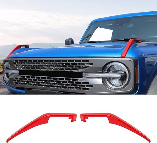 Cubierta de bisagra de capó del motor compatible con Ford Bronco 2021-2025, kit de 2 accesorios decorativos exteriores (rojo)