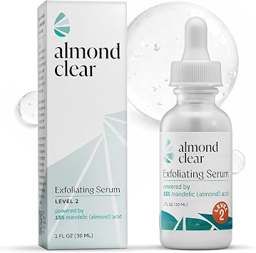 Almond Clear Mandelic Acid Level 2 Serum Extra Strength Treatment for Body Acne, Folliculitis, and Ingrown Hairs Buttocks Clearing Dark Spot Remover 1 Fl Oz