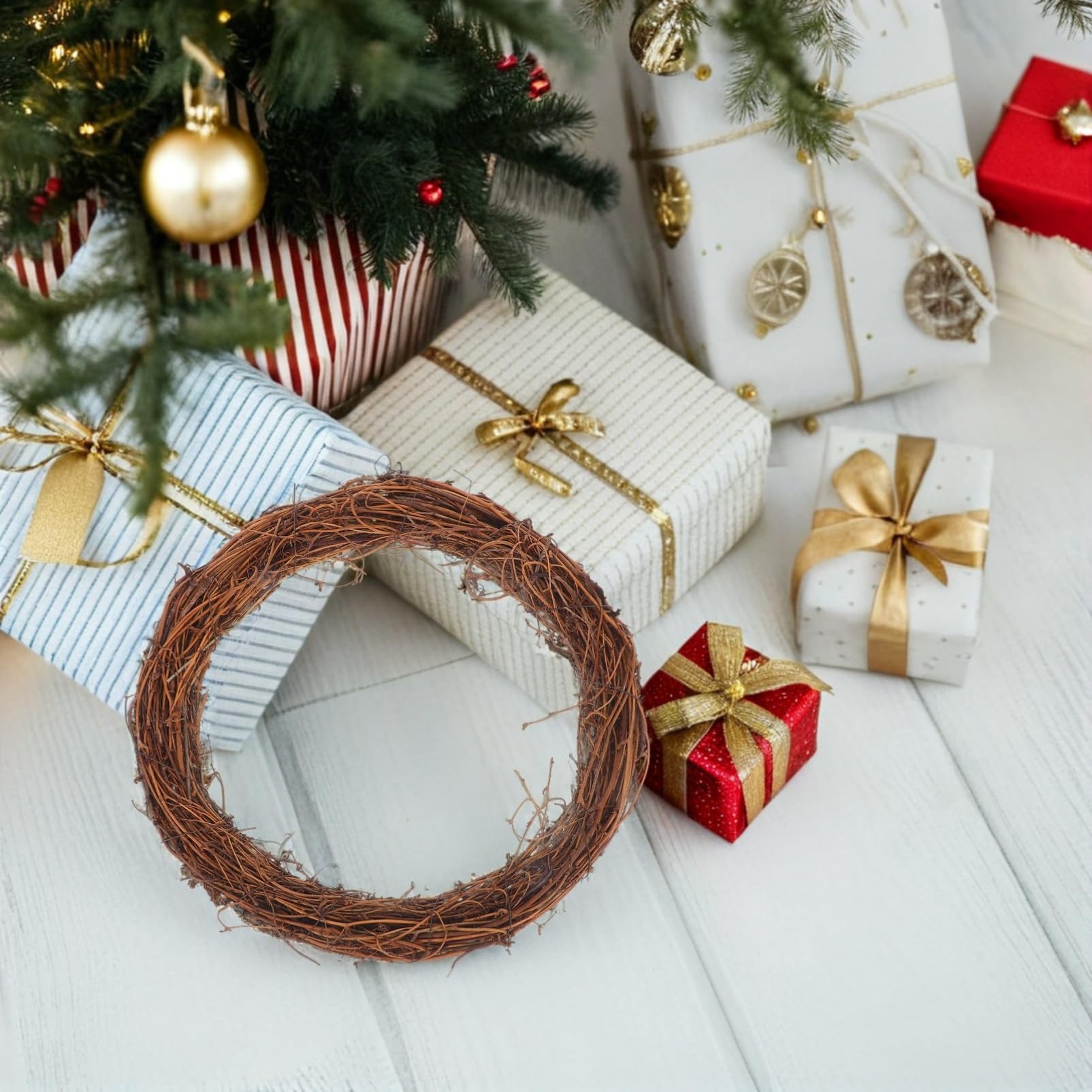 6 Stück Rattan Deko mit 30cm Kränzen aus Naturmaterial für Weihnachts und Hochzeitsdeko Langlebig Rustikaler Charme für Tür und Zuhause