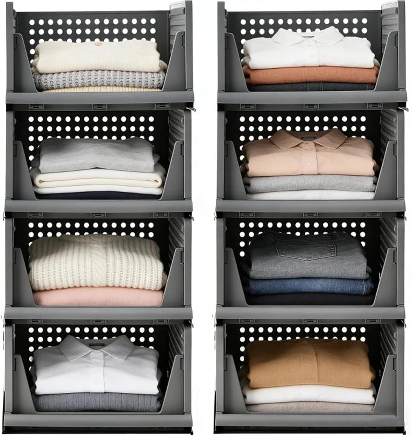 Gastlando Sammelkiste 60x40x7 Cm – 3er-Set Stapelbare Mehrzweckboxen Aus Kunststoff, 13 Liter