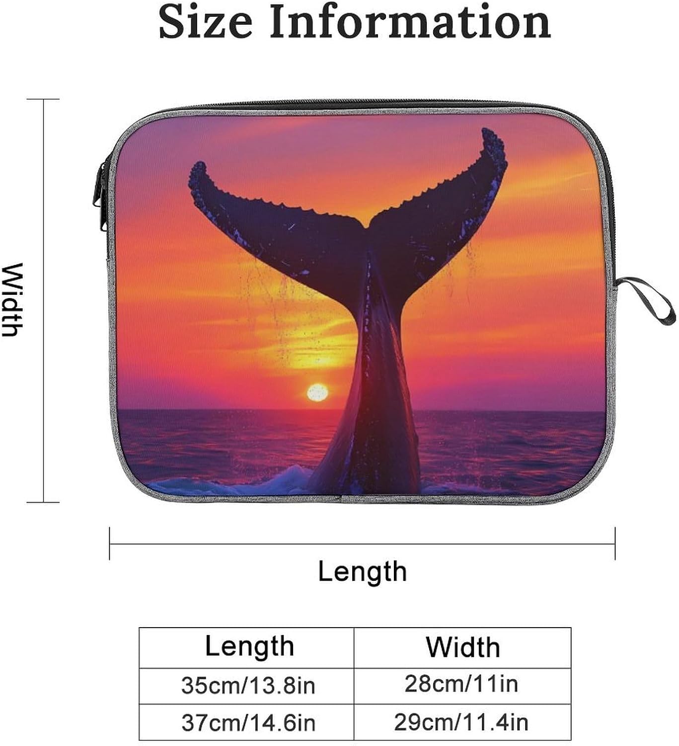 Humpback Whale Tail in Sunset Funny Laptop Case Sleeve Shockproof Computer Protective Briefcase 13-14 Inch image 2