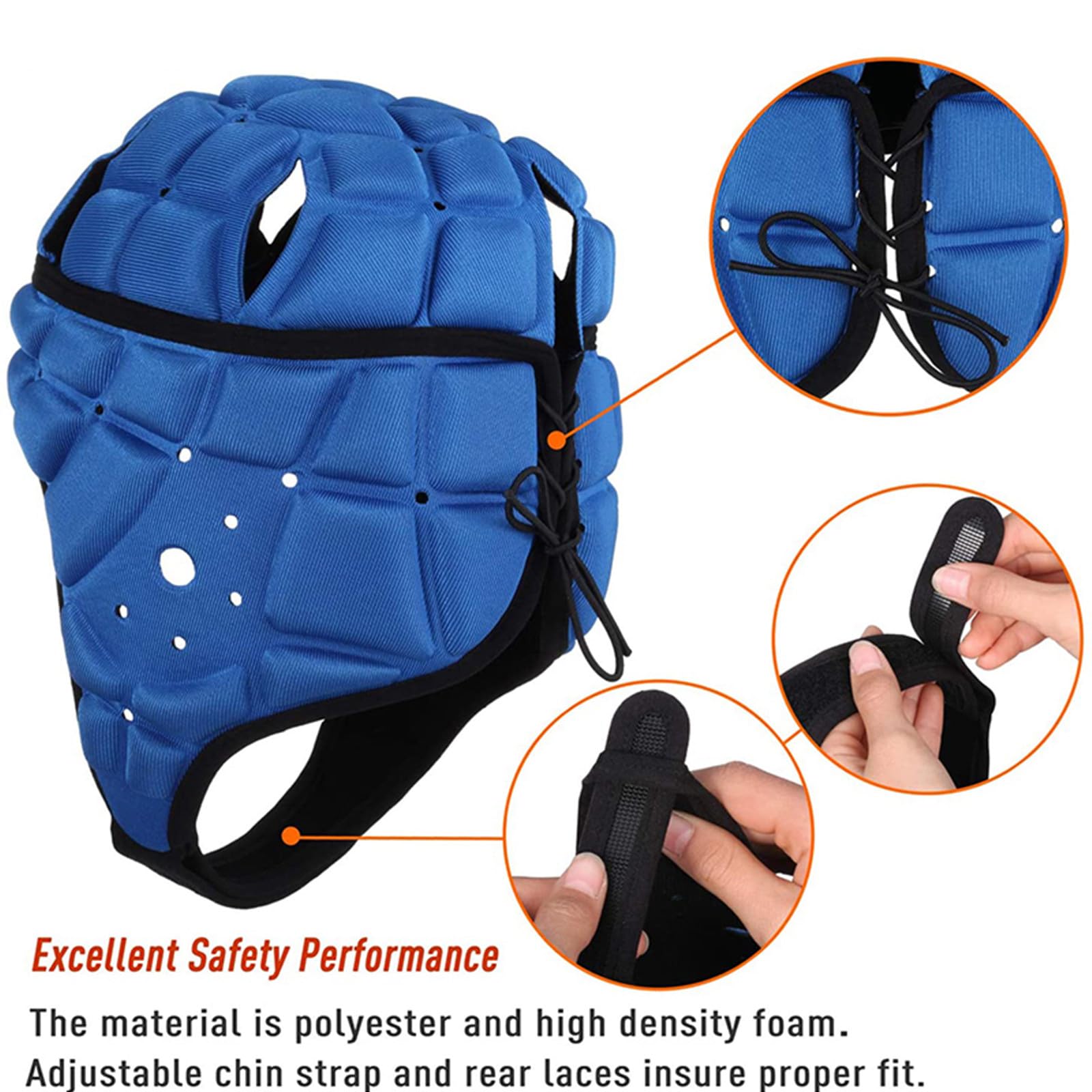 Casco da rugby, regolabile, 7 v7, per bambini e ragazzi, con imbottitura morbida, copricapo traspirante per bandiera, jiu-jitsu brasiliano, casco per esigenze speciali
