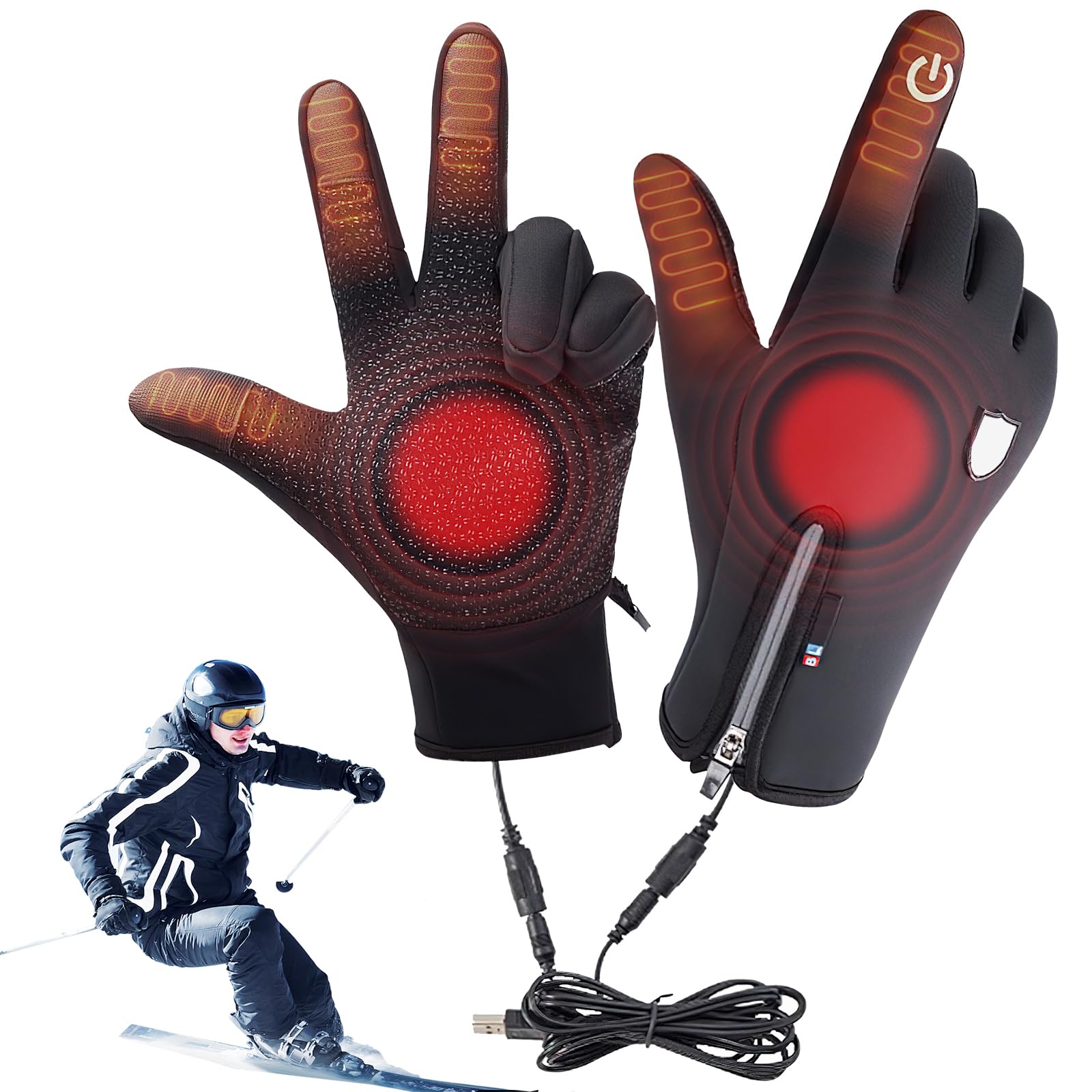 Guanti Riscaldati USB Per Uomo E Donna – 3 Livelli Di Calore, Touch Screen, Antiscivolo, Impermeabili, Lavabili, Per Moto E Sci