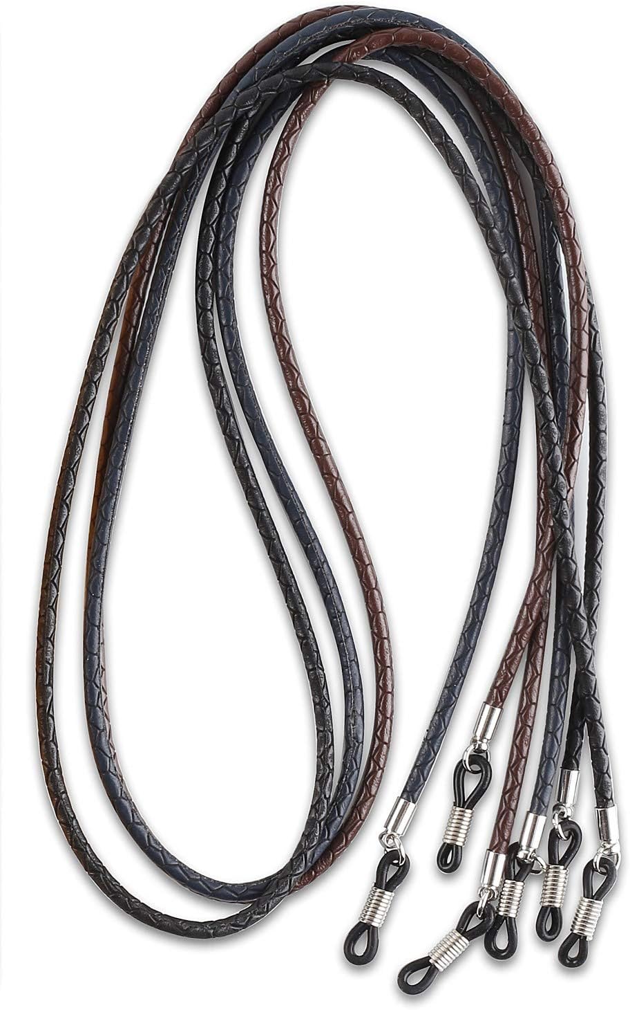 Elegant Eyeglass Strap-Chain- Retainer with Universal Connector (3 Pack) - High-Quality PU Leather Strap to Keep Your Glasses In Place - Never Lose or Misplace Your Eyeglasses Again by HANGIT