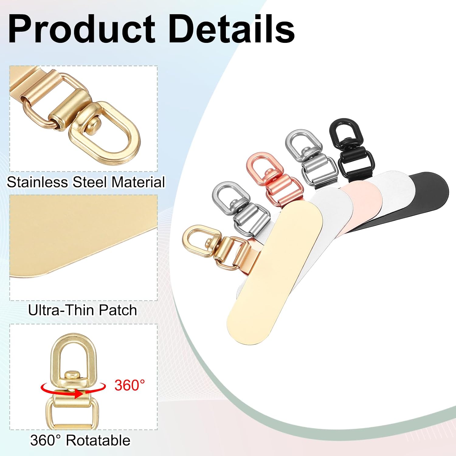 uxcell Rotating Big Circular Clip Phone Lanyard Tab Ultra-Thin image 3