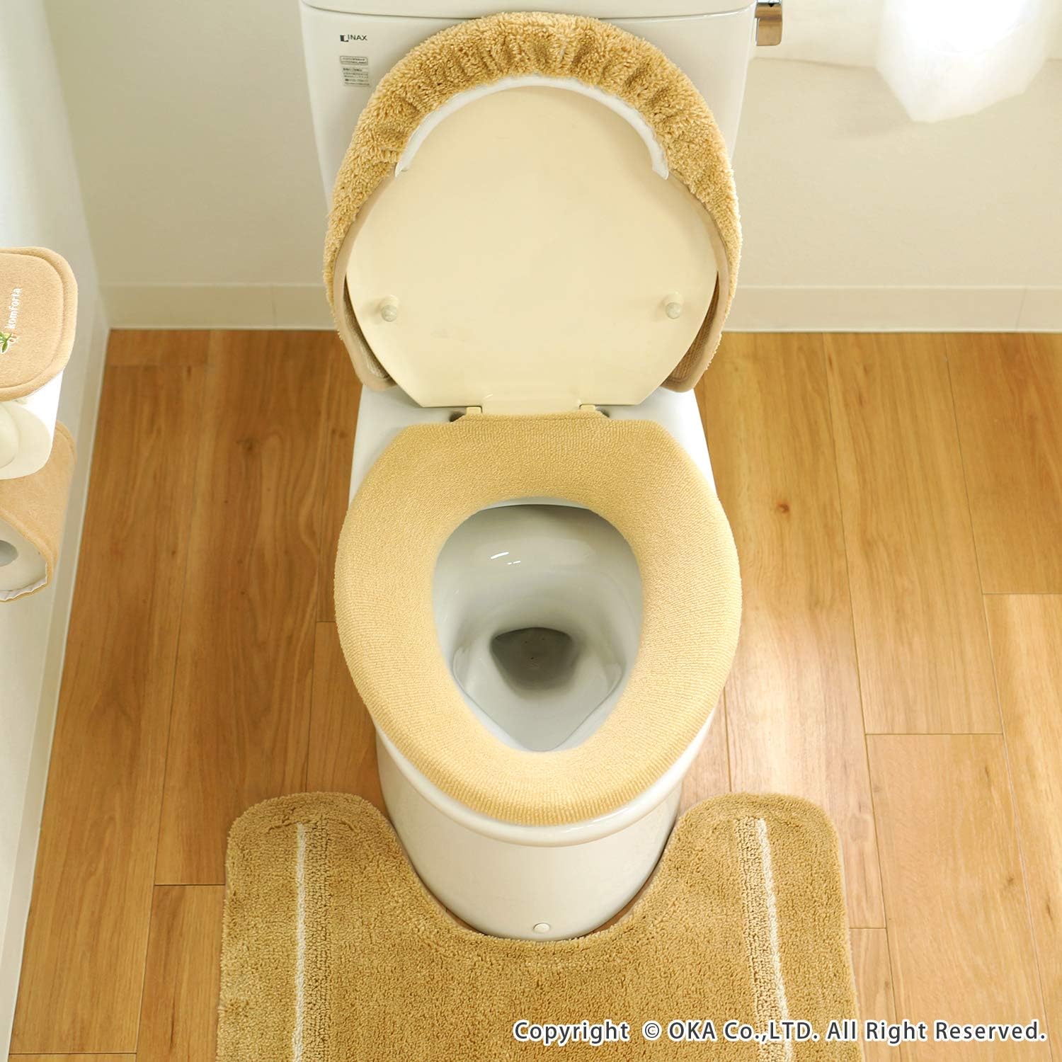 Amazon Co Jp オカ Oka 便座カバー ベージュ O型専用 コムフォルタ5 抗菌 防臭 ホーム キッチン