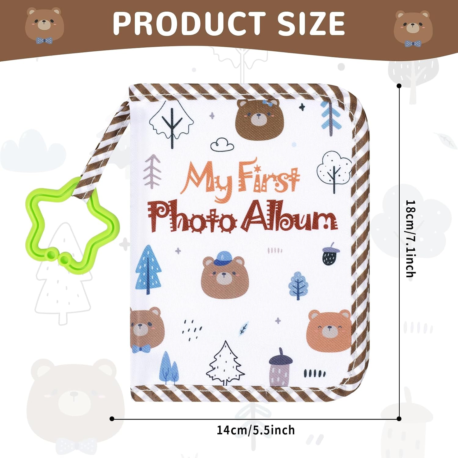 Baby's My First Family Album Soft Photo Cloth Book Forest Bear My First Book of Photos Bear Themed Baby Memory Album Gift Holds 4x6 Pictures for Babies Newborn Toddler & Kids Baby Shower