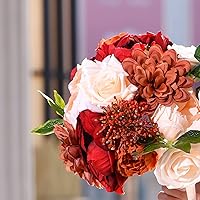 Vista 2 de Juego de cajas combinadas de flores artificiales, flores falsas de seda, ramos de novia, centros de mesa de bricolaje, flores blancas para arreglos