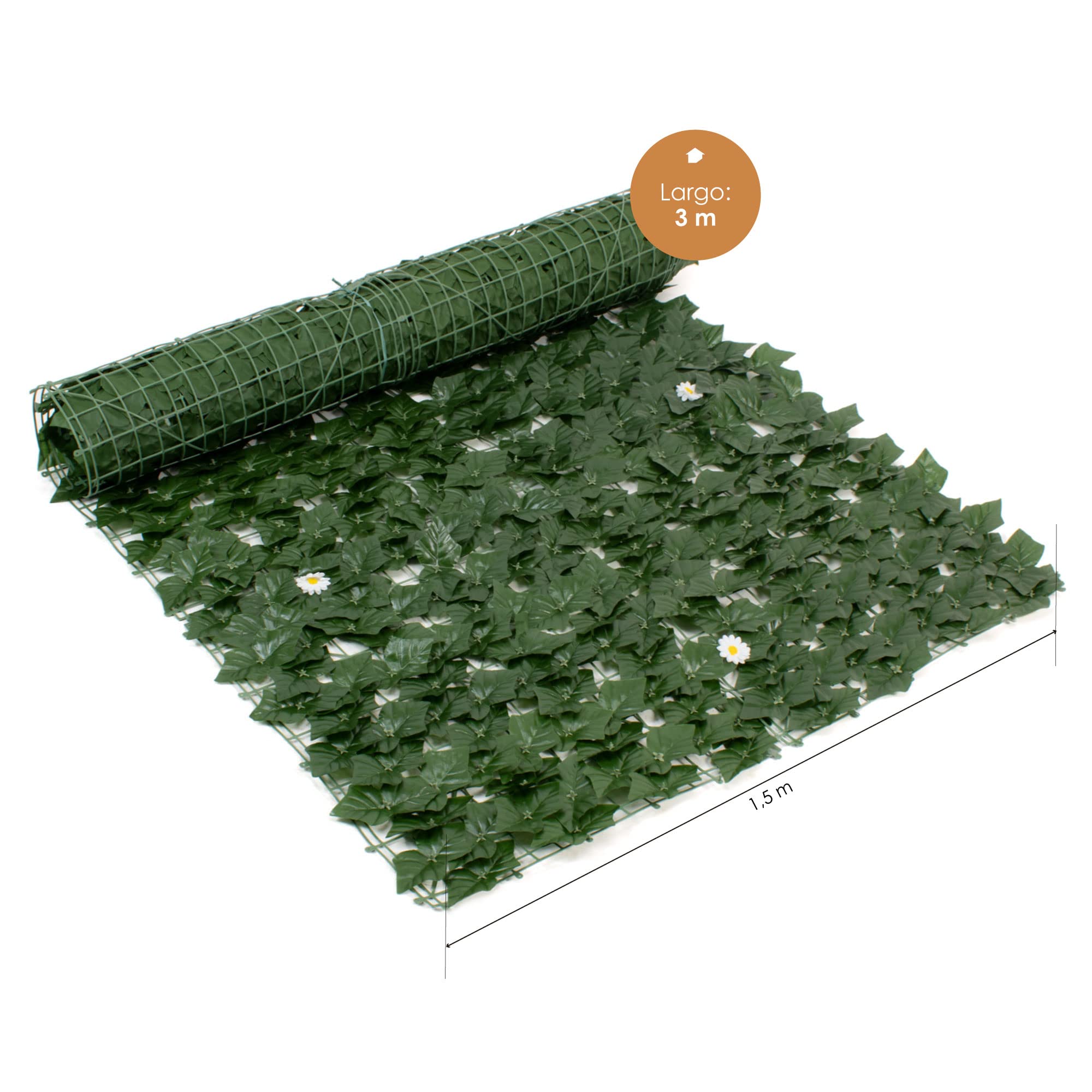 Seto Artificial Decorativo - Alto 1,5 x Largo 3 metros - Decoración para Interiores y Exteriores - Protección Visual Privacidad para Jardín, Balcón o Terraza